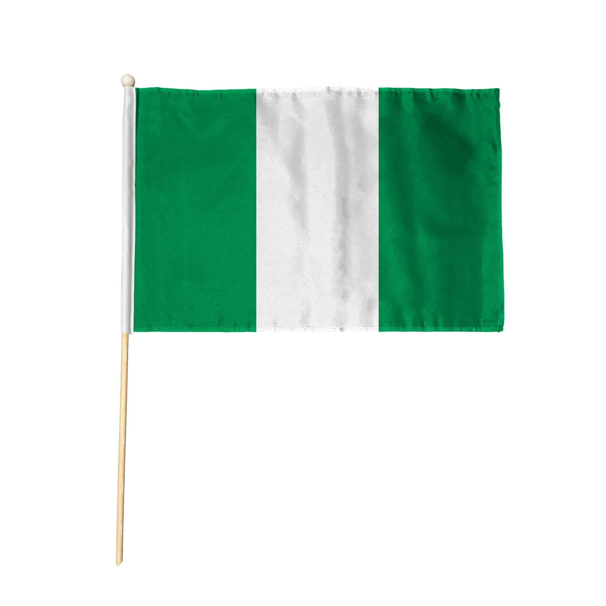 Flagtex Nigeria Pack of 6 Hand Waving Flag (9x6 Inch) - Premium Wooden Stick Hand Flag with Natural Wood Pole Nigerian National Flag for Events Celebrations International Sports Cultural Festivals