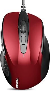 TECKNET USB Wired Mouse, 6-Button Corded Mouse with 2 Adjustable DPI, Optical Computer Mouse with Ergonomic Design and 5FT Cord for Laptop, Chromebook, PC, Desktop, Mac, Notebook