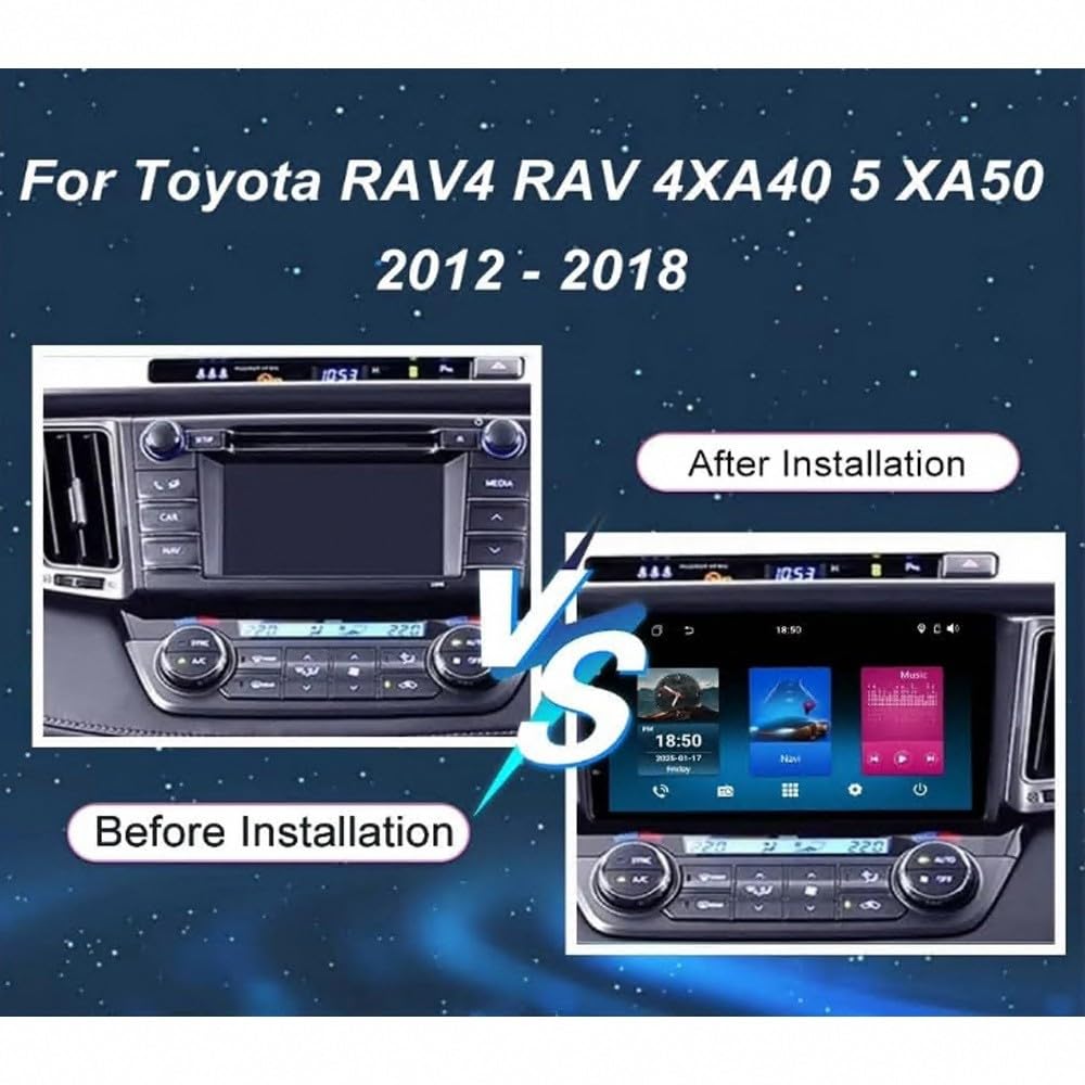 Car Stereo Carplay Radio de Coche para Toyota RAV4 RAV 4 XA40 5 XA50 2012-2018 Soporta Bluetooth, Control Volante, USB, WiFi, 4G, Mirror-Link, GPS Navegador/Radio FM, 4 Nuclear 2G+32G