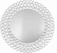 Vista 7 de BalsaCircle Platos de metal redondos dorados de 14 pulgadas con cuentas de cristal, suministros de decoración de mesa de catering para cenas, bodas