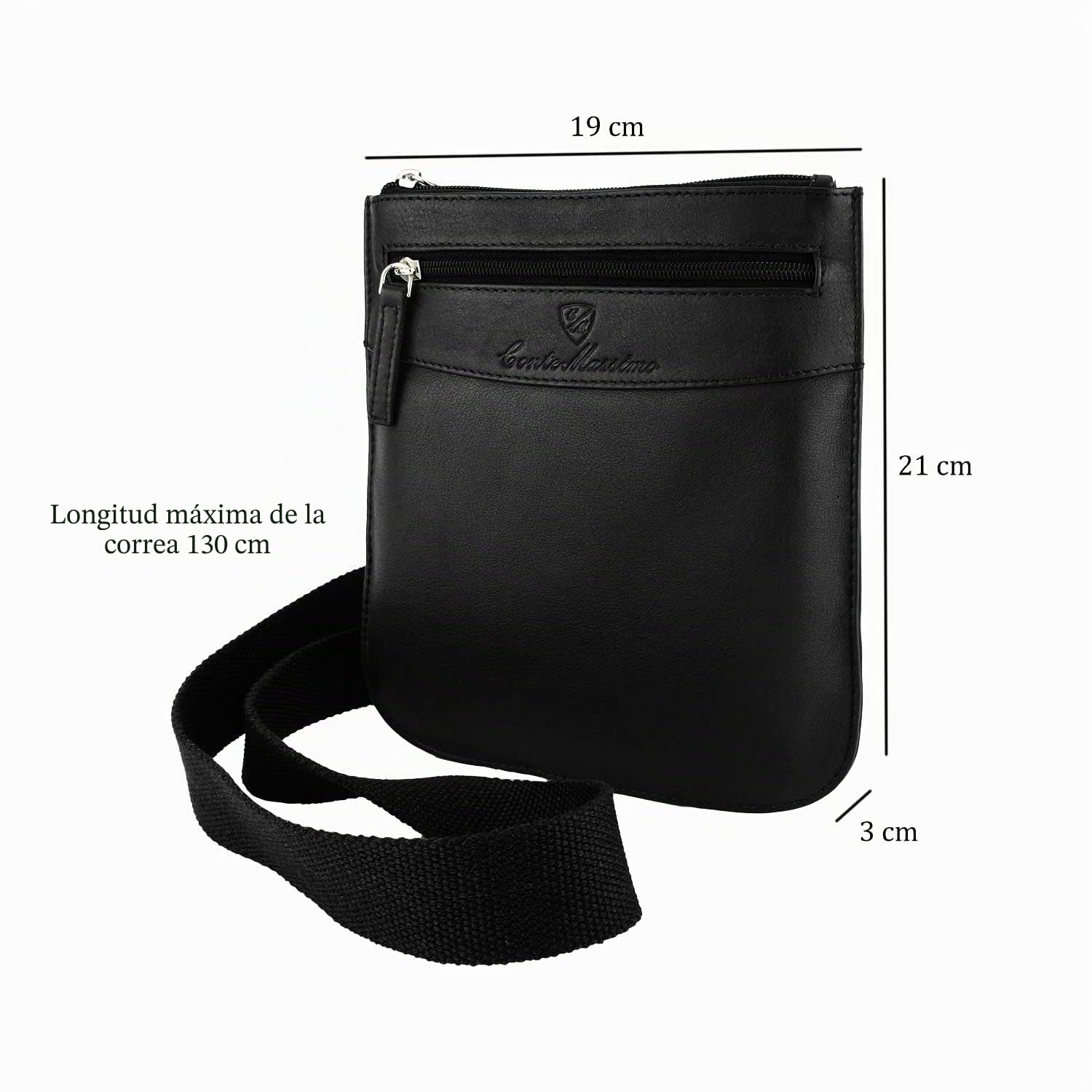 Conte Massimo - Bolso de Hombre de Piel Auténtica con Bandolera Ajustable y Múltiples Bolsillos