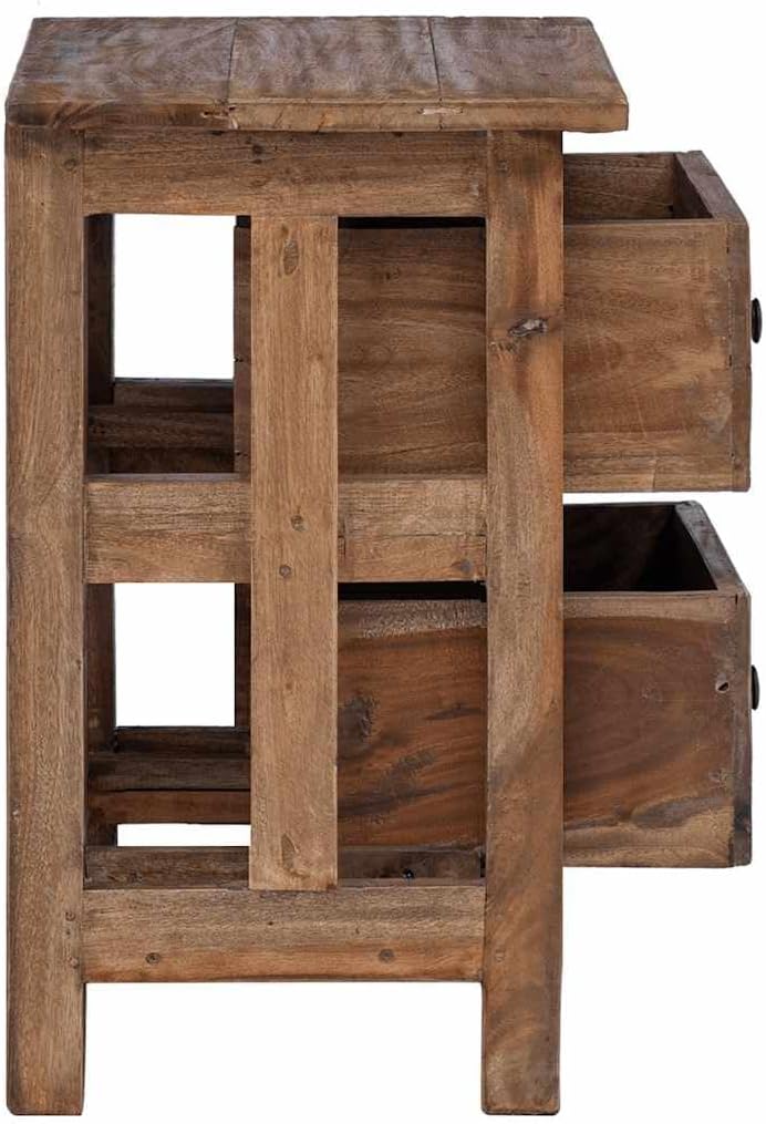 Wooden Side End Table Telephone Stand with 2 Drawers, Wood Side Cabinet for Home, 15.7"x11.8"x20.1", -362