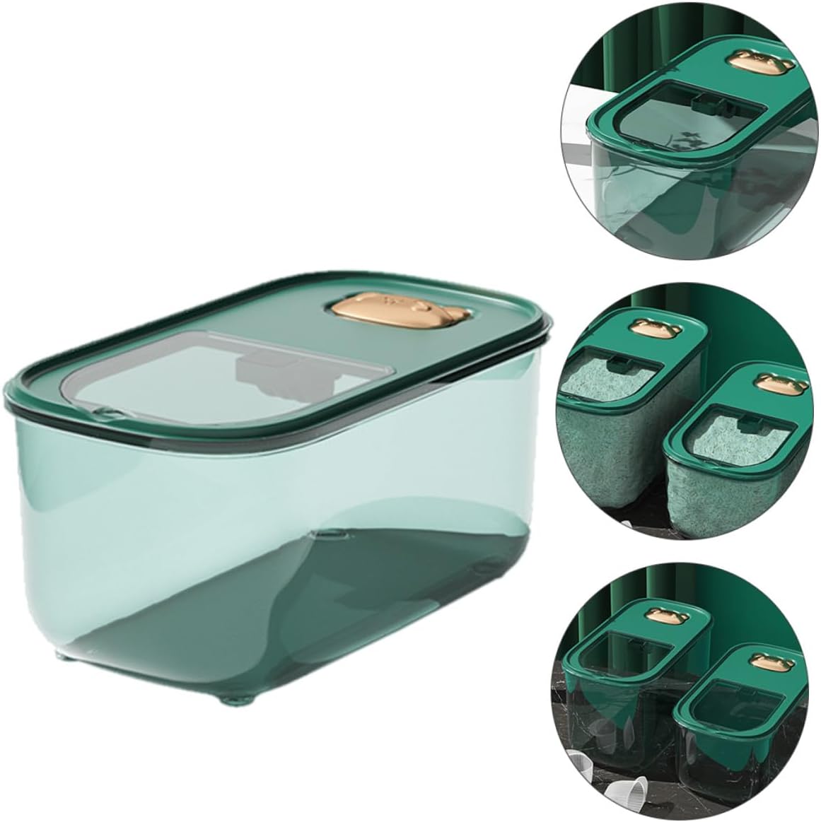 10lb Green Sealed Rice Storage Container Thickened Plastic Airtight Grain and Flour Keeper Moisture-proof Household Kitchen Rice Box