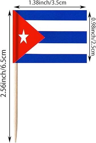 Miniatura 2 de 100 banderas cubanas con palillos de dientes, mini adornos para cupcakes de Cuba pequeños, banderas, banderines para fiesta de campo, cóctel,