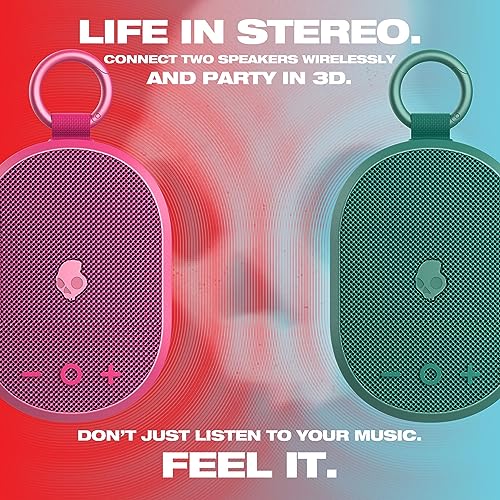 Image of Skullcandy Kilo Wireless Bluetooth Speaker - IPX7 Waterproof Mini Bluetooth Speaker with 24 Hour Battery, Downward Firing Passive Radiator, and True Wireless Pairing - Perfect for Outdoor (Pink)
