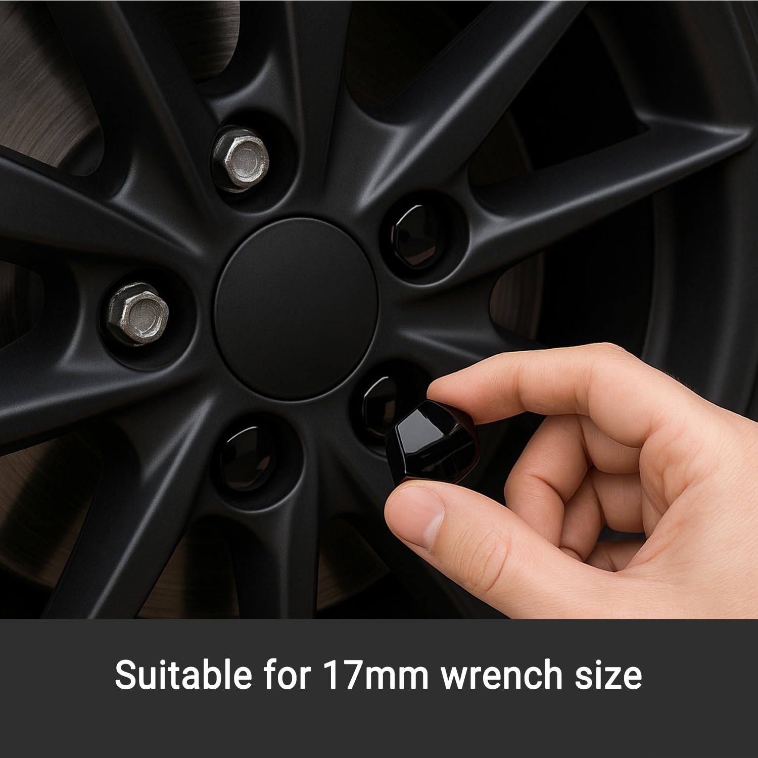 TRACER Copribulloni per Ruote 17 mm Nero Copri Dadi Universali in Plastica