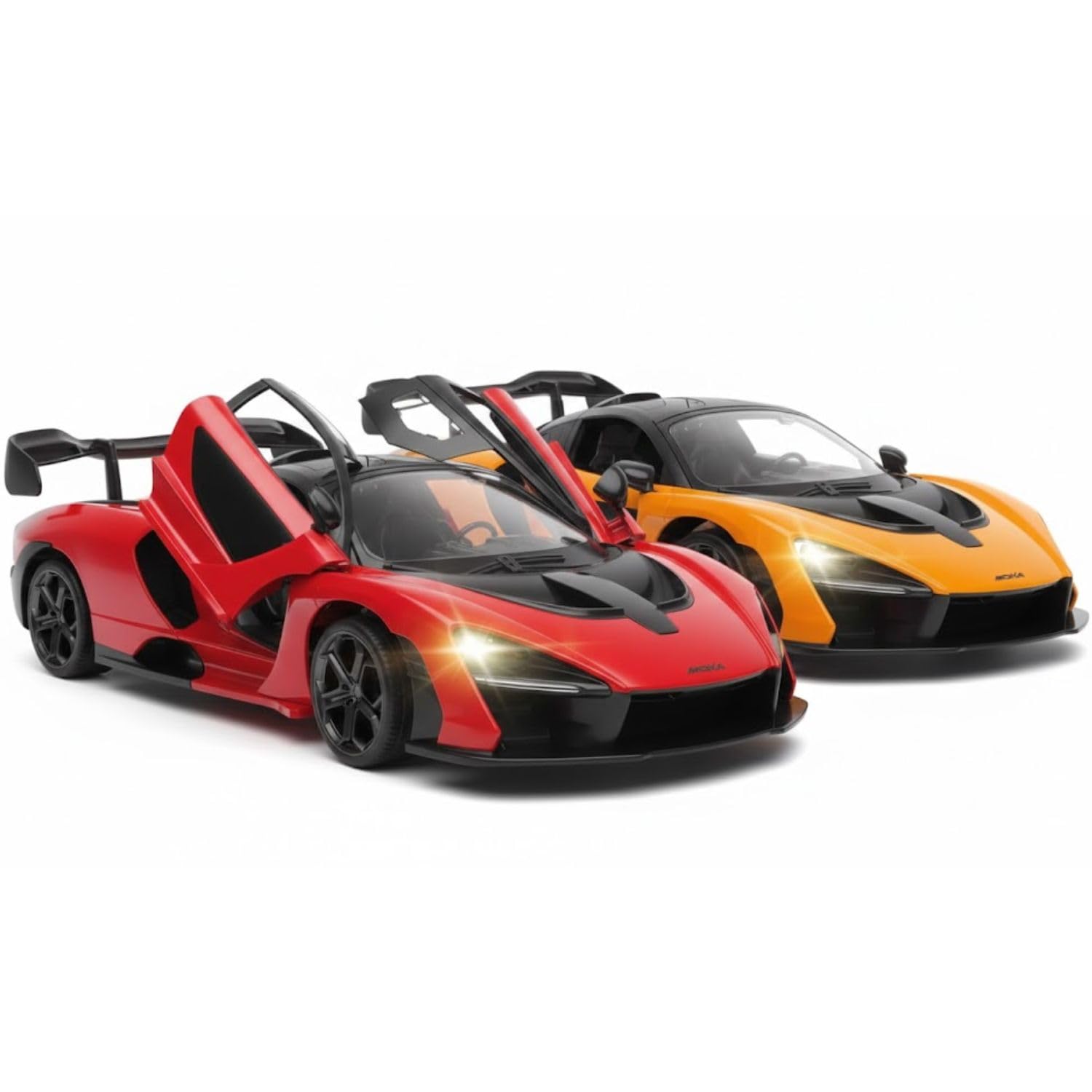 Ruzarth Moka 1:12 RC Sports Car for Kids, 2.4GHz Remote Control Racing Car with LED Lights, Auto Open Doors, Rechargeable Battery, Steering Wheel Toy Car Gift for Boys & Girls (Classic Yellow) 3