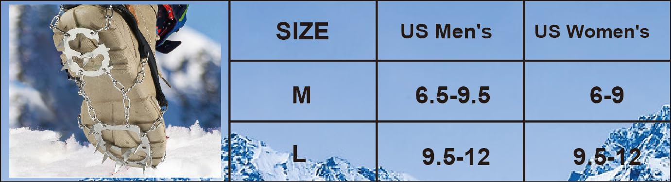 Mr.Fashion 14 Teeth Stainless Steel Crampon Shoe Covers - Unisex Anti-Skating Cleats Climbing ice Walking Climbing Straps (10 Teeth L Code,Orange)
