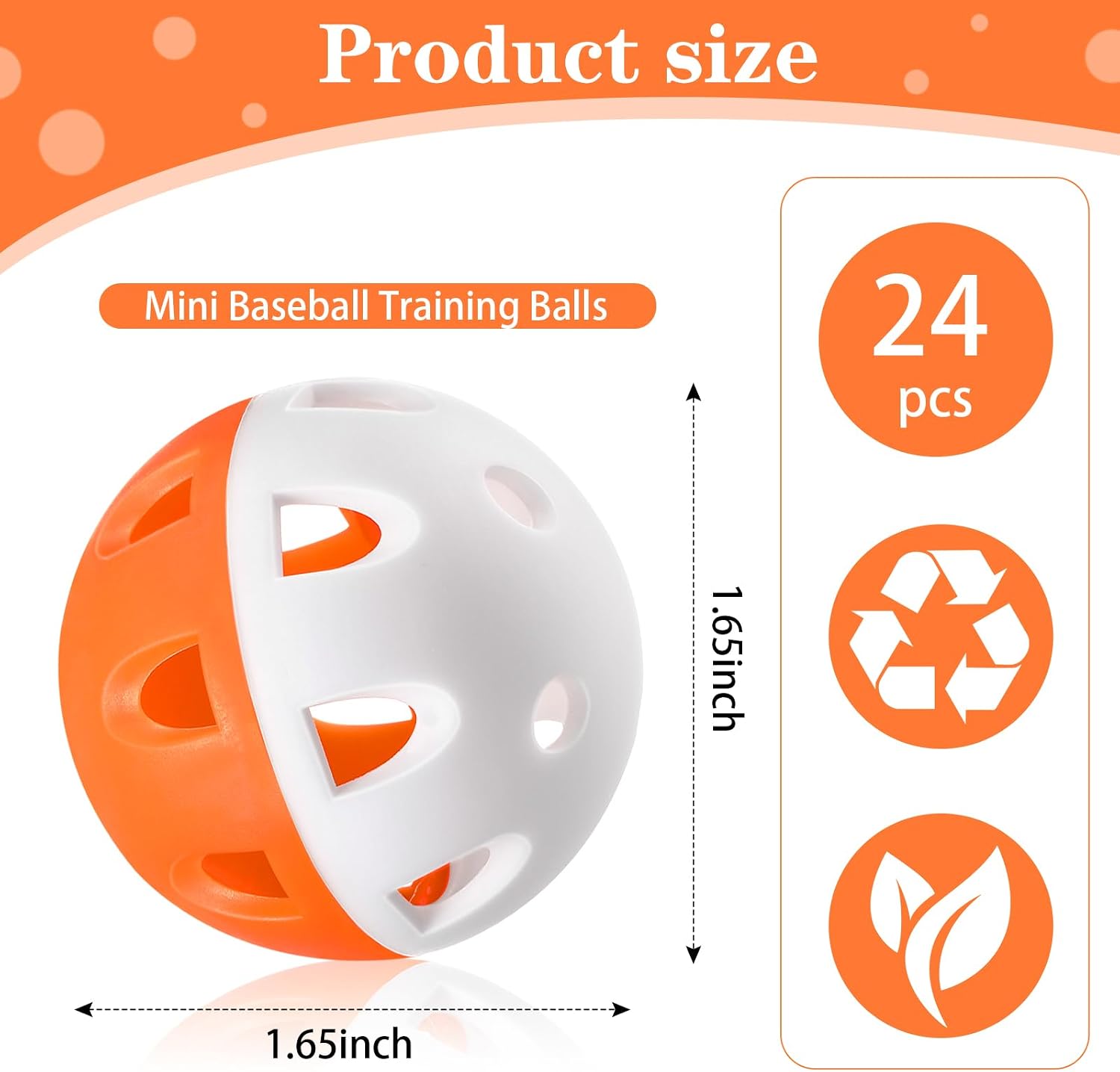 VioraWhite Mini Practice Baseballs 1. 65 Inch Small Baseball Training Lightweight Hollow with a Drawstring Bag for Hitting, Batting Training Use