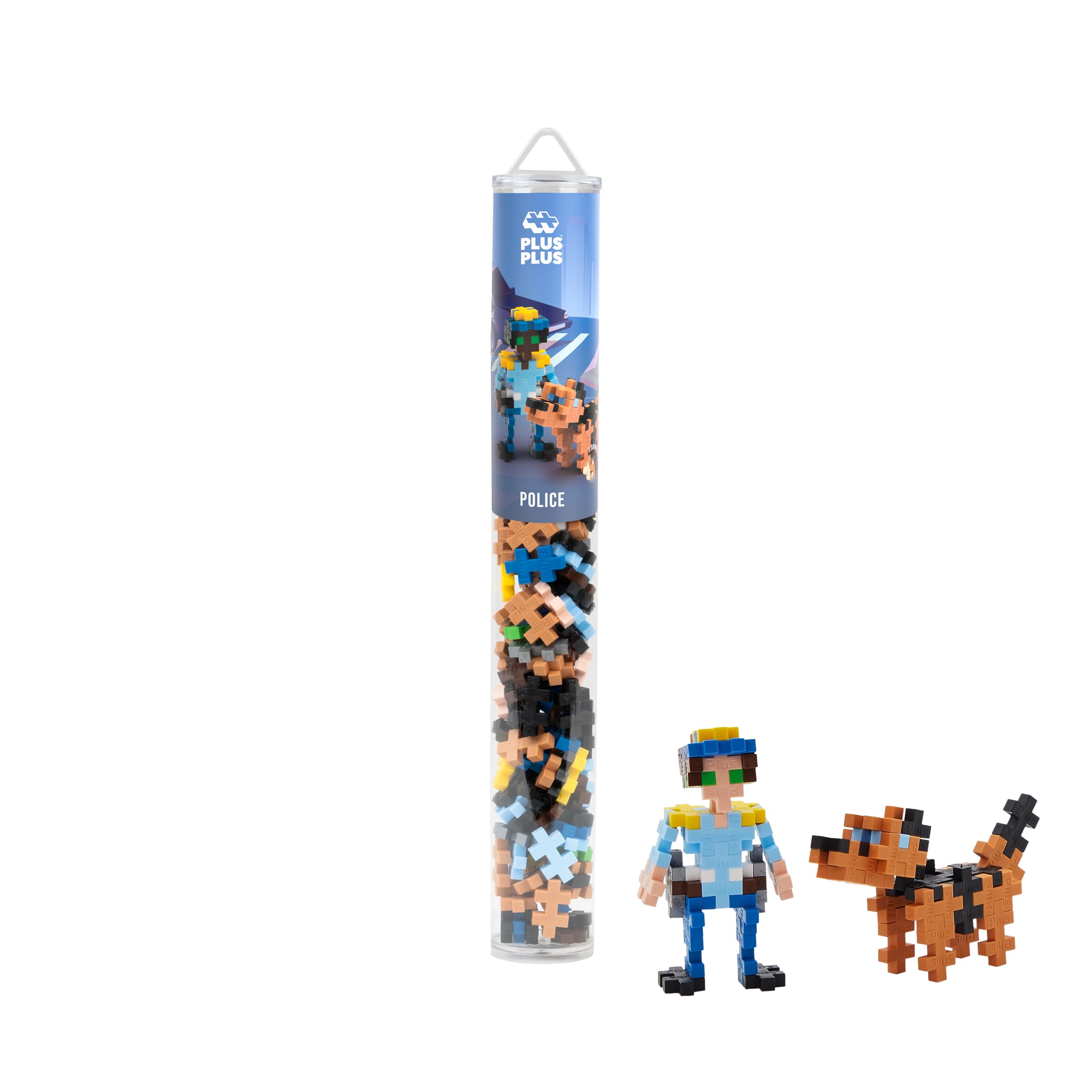 PLUS PLUS Building Blocks - 100 pc Kids Construction Toys, Creative Learning Resources and STEM Play for Home and Travel - Boys and Girls Toys Age 5 Plus - Police