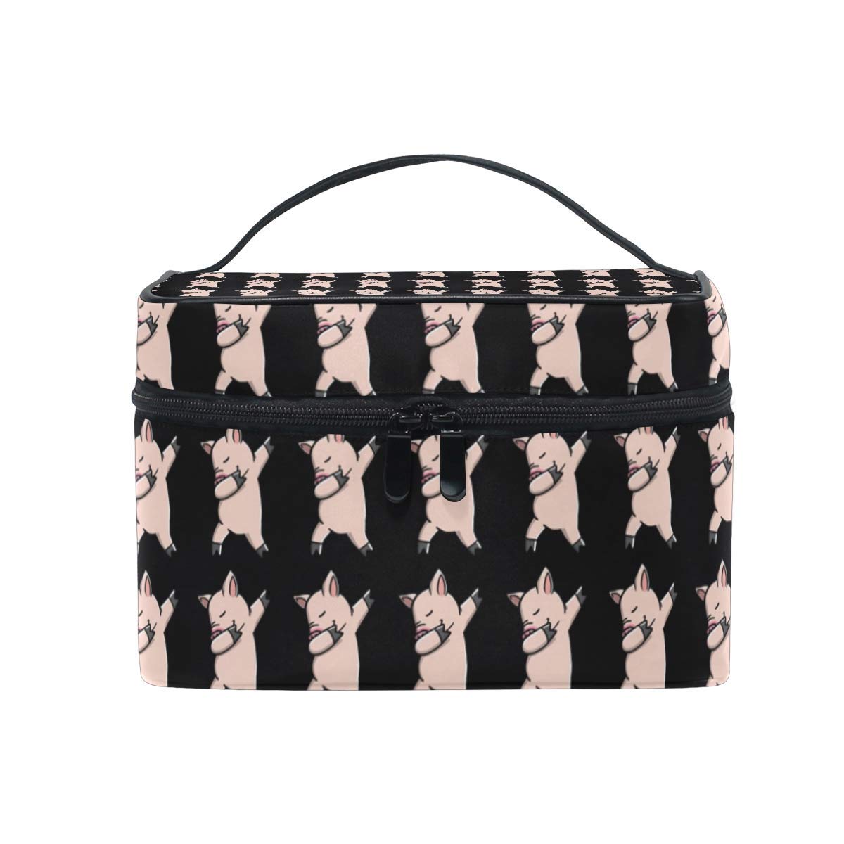 liang4268 Travel Makeup Cosmetic Bags Mini Pig Dabbing Dog Dance Move Toiletry Bags Makeup Suitcase for Women Travel Daily Carry