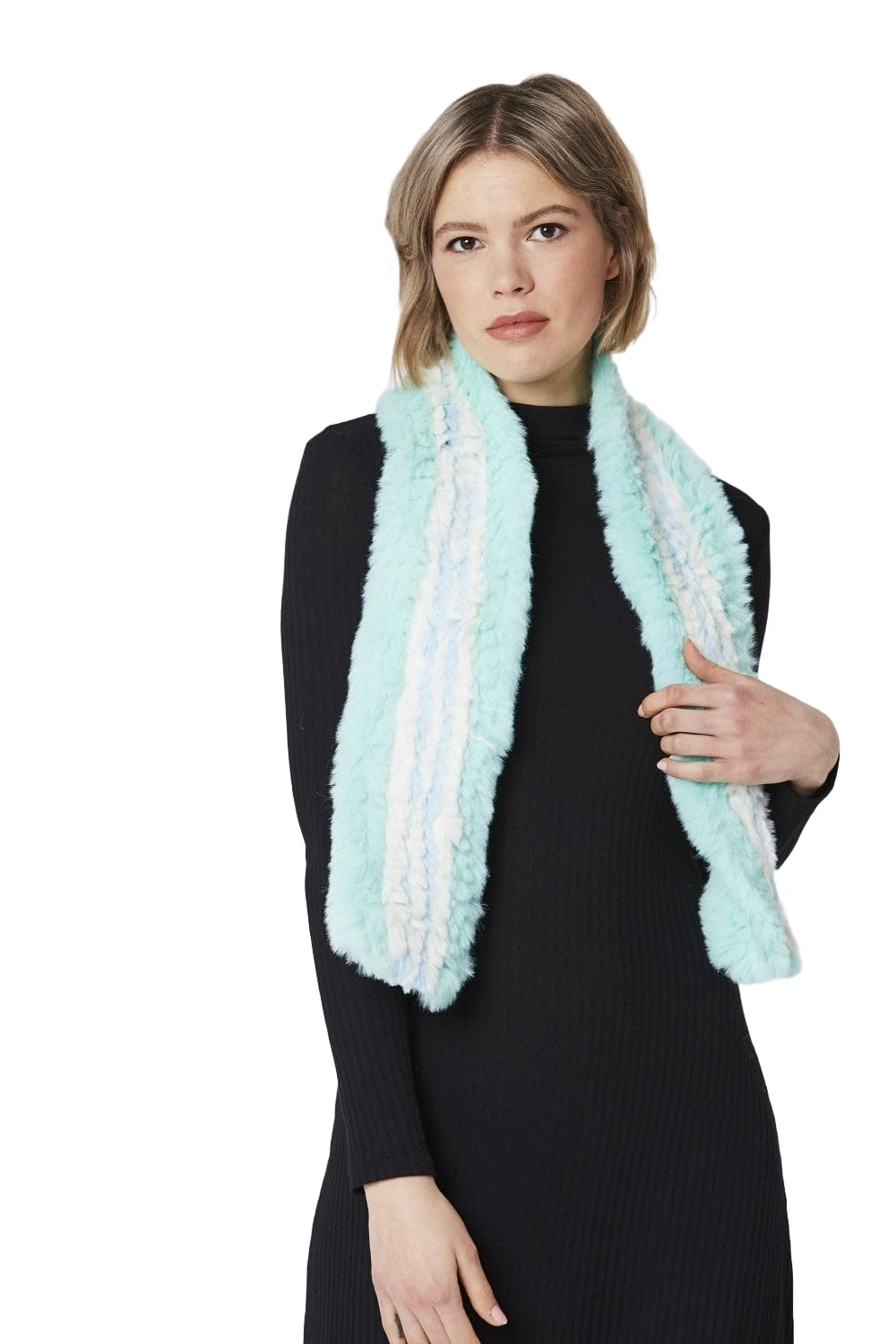 Jayley Collection Green Teal Faux Fur Scarf