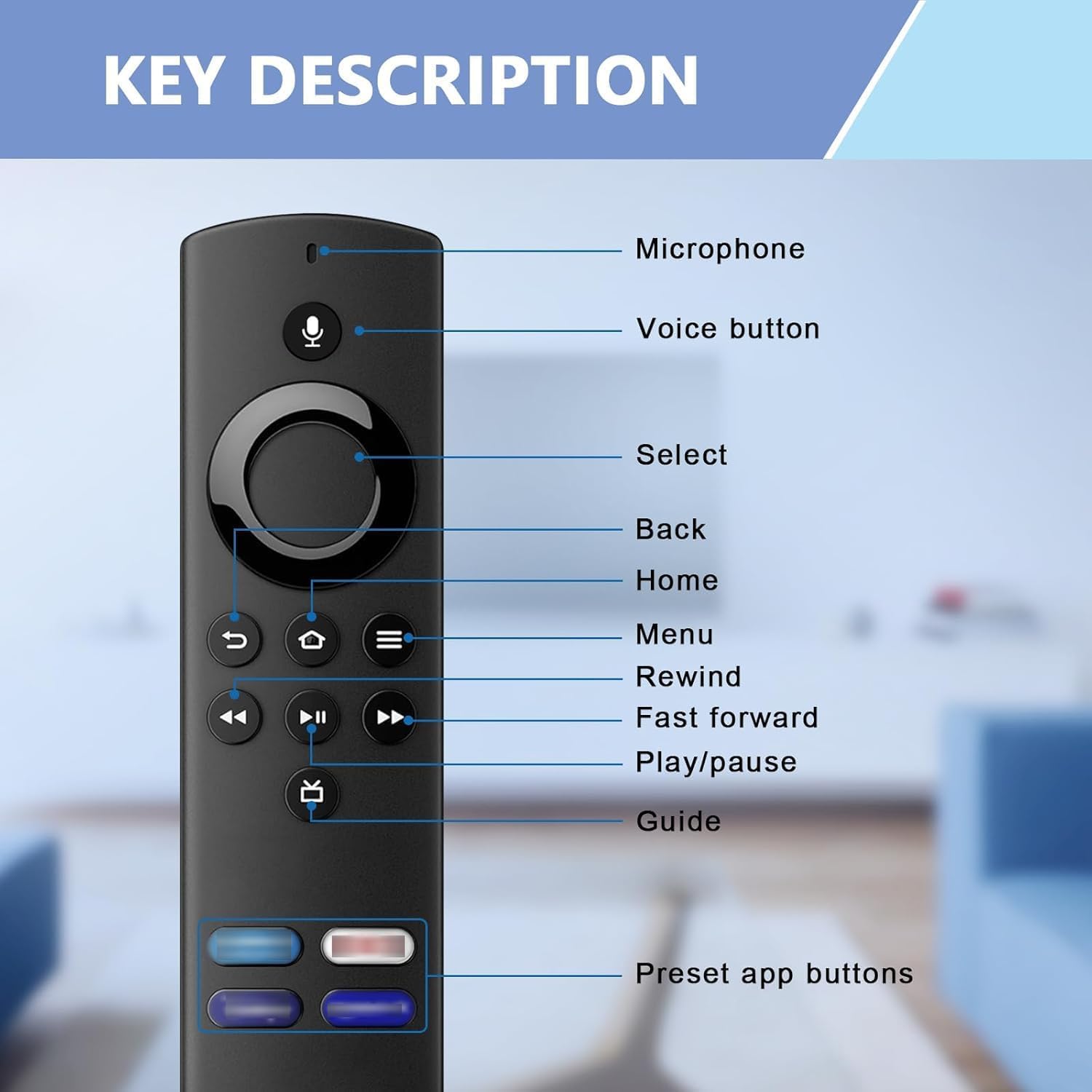 Replacement Voice Remote Control for AMZ Smart TV-Stick(2nd Gen, 3rd Gen, Lite, HD), für AMZ Smart TV Cube ((2nd Gen, 3rd Gen), Compatible with Insignia/Toshiba/Pioneer/TCL/Samsung Smart TVs - 5