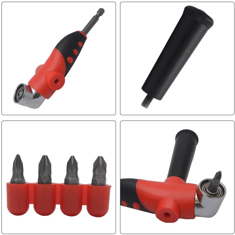 Right Angle Attachment 105 Degree 1/4" Hex Angle Drill Attachment Adapter Driver Extension Screwdriver Drill Attachment Set