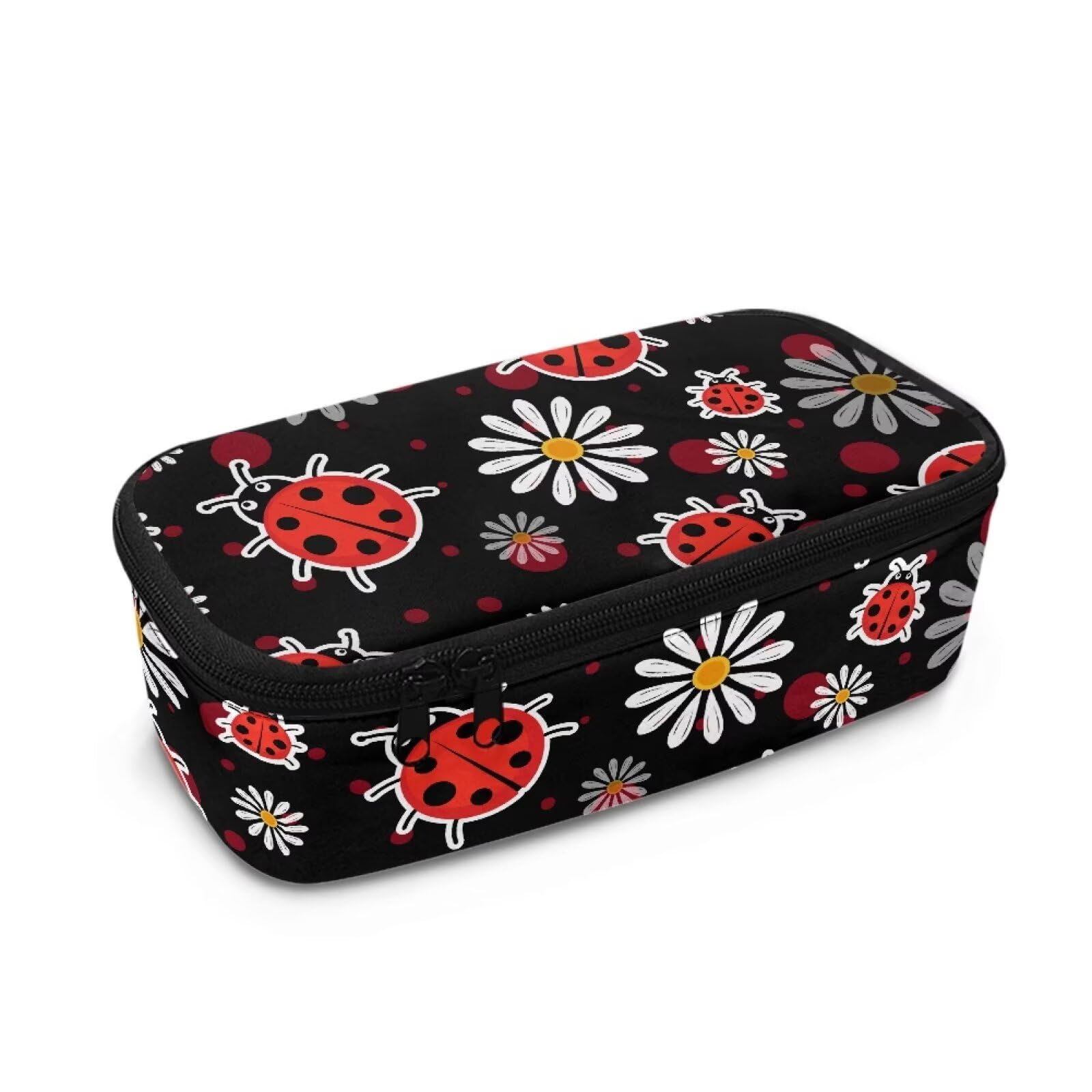 TOADDMOS Ladybirds Daisy Pencil Case Large Capacity Adult Pen Maker Pencil Pouch Multi-Functional Storage Bag for Students Women Girls School Office Supplies