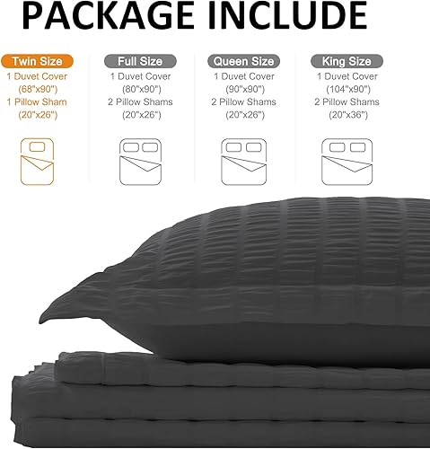 Miniatura 30 de Cozyide Juego de funda de edredón de sirsaca suave y transpirable de 3 piezas, con cierre de cremallera y lazos en las esquinas