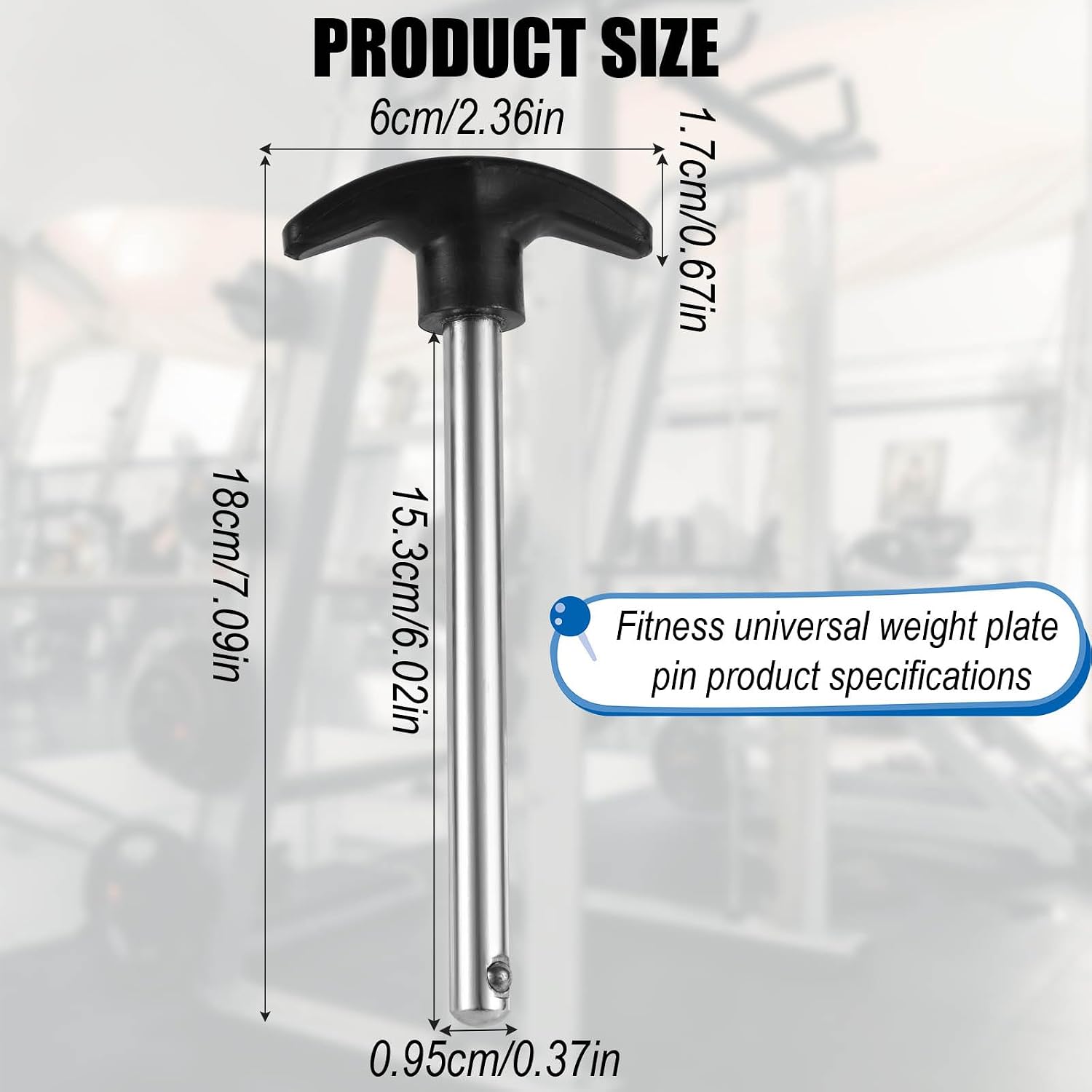NQEUEPN Weight Plate Pin, Pin Tensile 3/8 Inch Diameter 6 Inch Locking Space Universal Weight Stack Pin Heavy Duty Weight Selector Pin Weight Pin Gym Pin Exercise Machine Accessories for Home Gym image 2