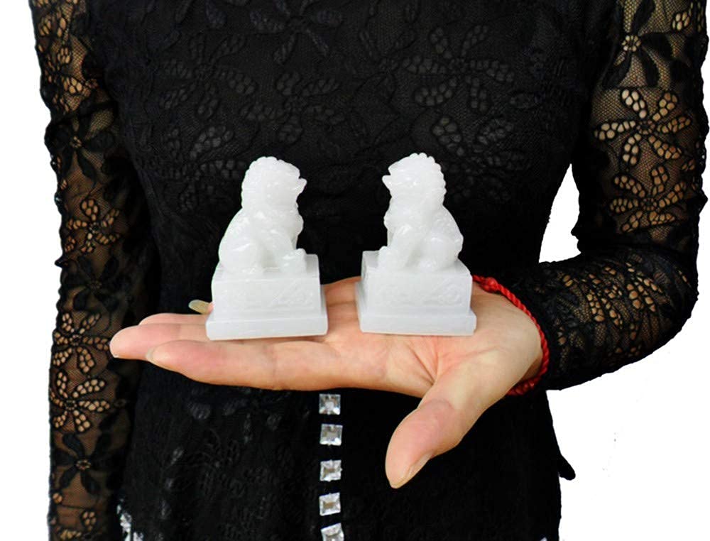 Feng Shui Decor Beijing Lions Statue Pair of Fu Foo Dogs Guardian Lion Statues, Chinese Feng Shui Decor for Home and Office Attract Wealth and Good Luck Small