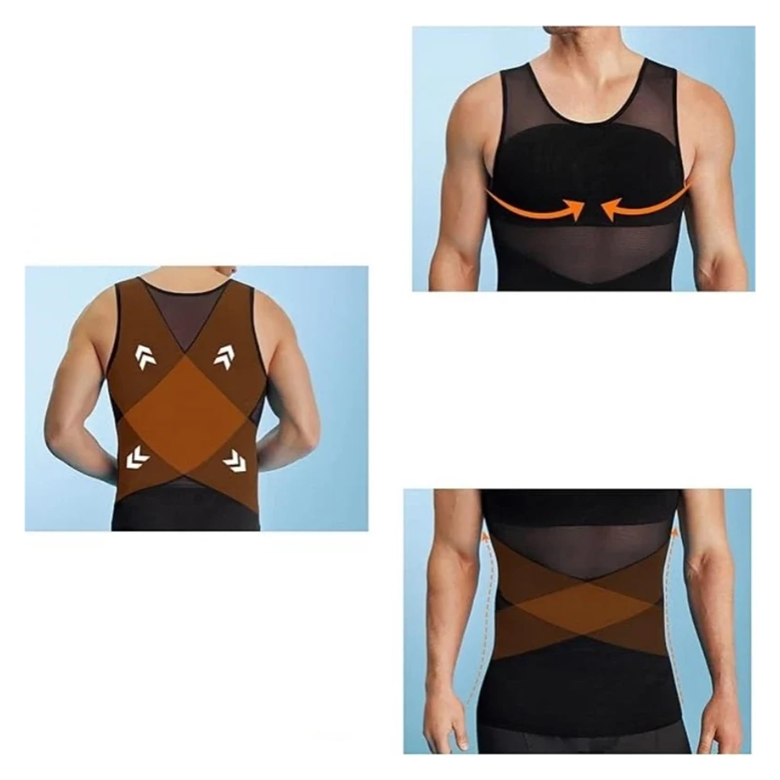 Camisa Shape Camisas de compresión for hombres, ropa moldeadora, Control de pecho y Abdomen, moldeador de cuerpo, camiseta interior adelgazante, chaleco de entrenamiento, camiseta sin mangas Para Homb