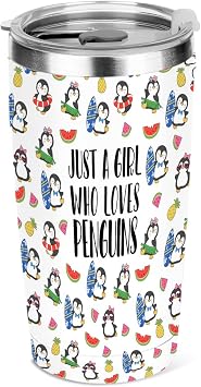 Penguin Gifts, 20 oz Insulated Tumbler, Tumbler with Lid, Vacuum Travel Coffee Mug Stainless Steel Cup for Cold Hot Drink Gift for Women Penguin Animal Loves Friend Christmas Birthday