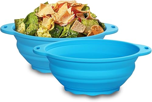 Jovilife Tazón plegable de silicona para ensalada, cuenco plegable para camping, senderismo, contenedor de almacenamiento de silicona de grado