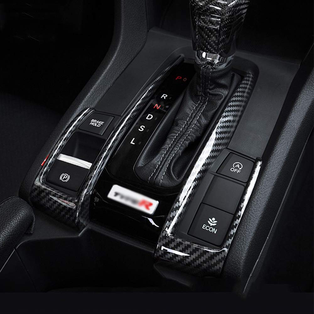 Carbon Fiber Gear Shift Panel Stripe Cover Trim For Honda Civic 10th 2016-2018 E - Foto 2