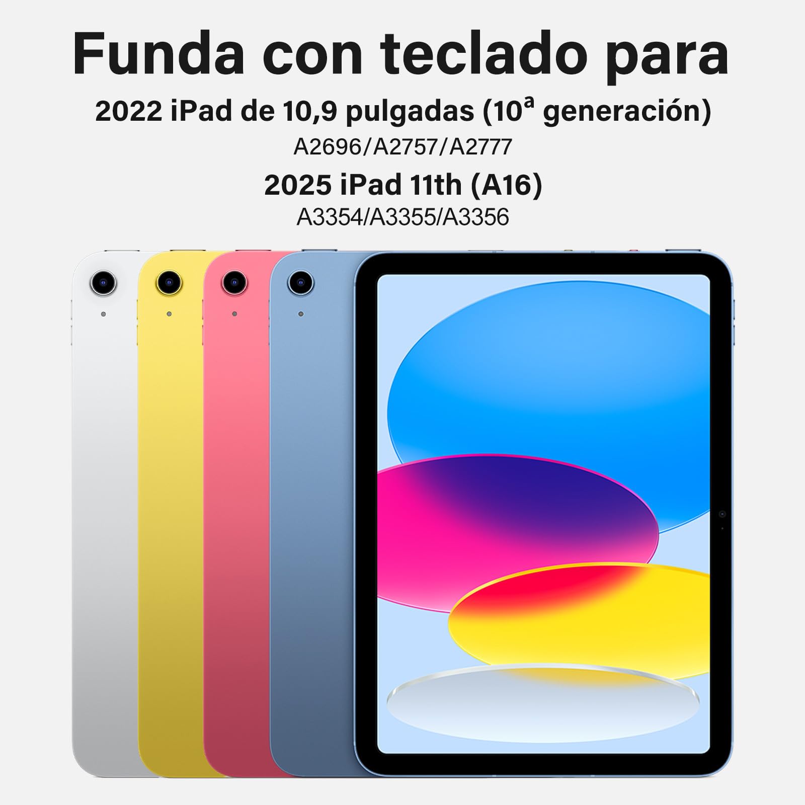 BQSS Teclado for iPad 11ª Generación A16 2025/10ª Generación 2022, QWERTY Español Ñ, Desmontable Bluetooth Magnéticamente Teclado para iPad 10/11 Gen