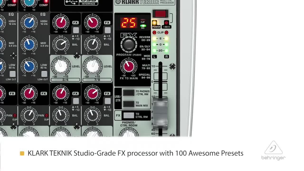 Behringer XENYX QX1002USB Premium 10-Input 2-Bus Mixer with XENYX