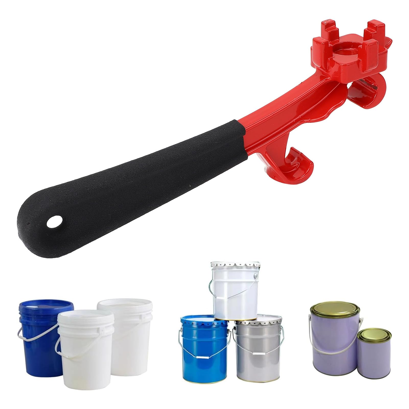 Ouvre-seau en Métal, clé à Tambour Multifonctionnelle avec Longue Poignée pour Ouverture de Couvercle de Baril de 5 Gallons, à Utiliser Directement avec les Fûts D'engrais, les