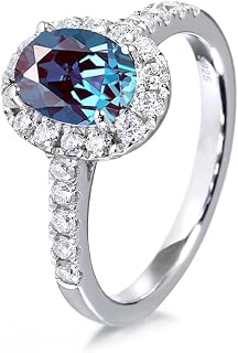 10K 14K 18K Gold Oval Cut Alexandrite Rings for Women Created Color Change Alexandrite Promise Engagement Wedding Anniversary Rings June Birthstone Rings for Her Size 4-15