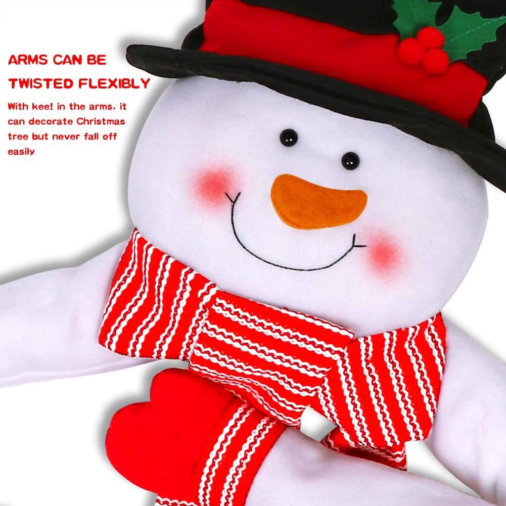 OurWarm Snowman Christmas Tree Topper Large Snowman Tree Topper with Top Hat Scarf Hugger for Christmas Holiday Winter Home Wonderland Party Decoration Ornament Supplies