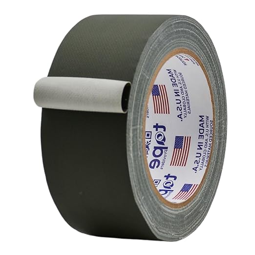 MAT Gaffer Tape Olive Drab Low Gloss Finish Film, 2 inch x 60 Feet, Residue Free, Non Reflective, Secure Cords to Stages, Great for Concerts or Trade Shows, Weddings, & Floor Marking