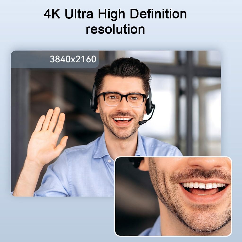 Kamera Internetowa Z Autofokusem Kamera Internetowa 4K Do Komputera PC Z Mikrofonem, Kamera Komputerowa USB Do Komputerów Stacjonarnych I Laptopów, Rozmów Wideo, Gier I Spotkań(With Tripod)