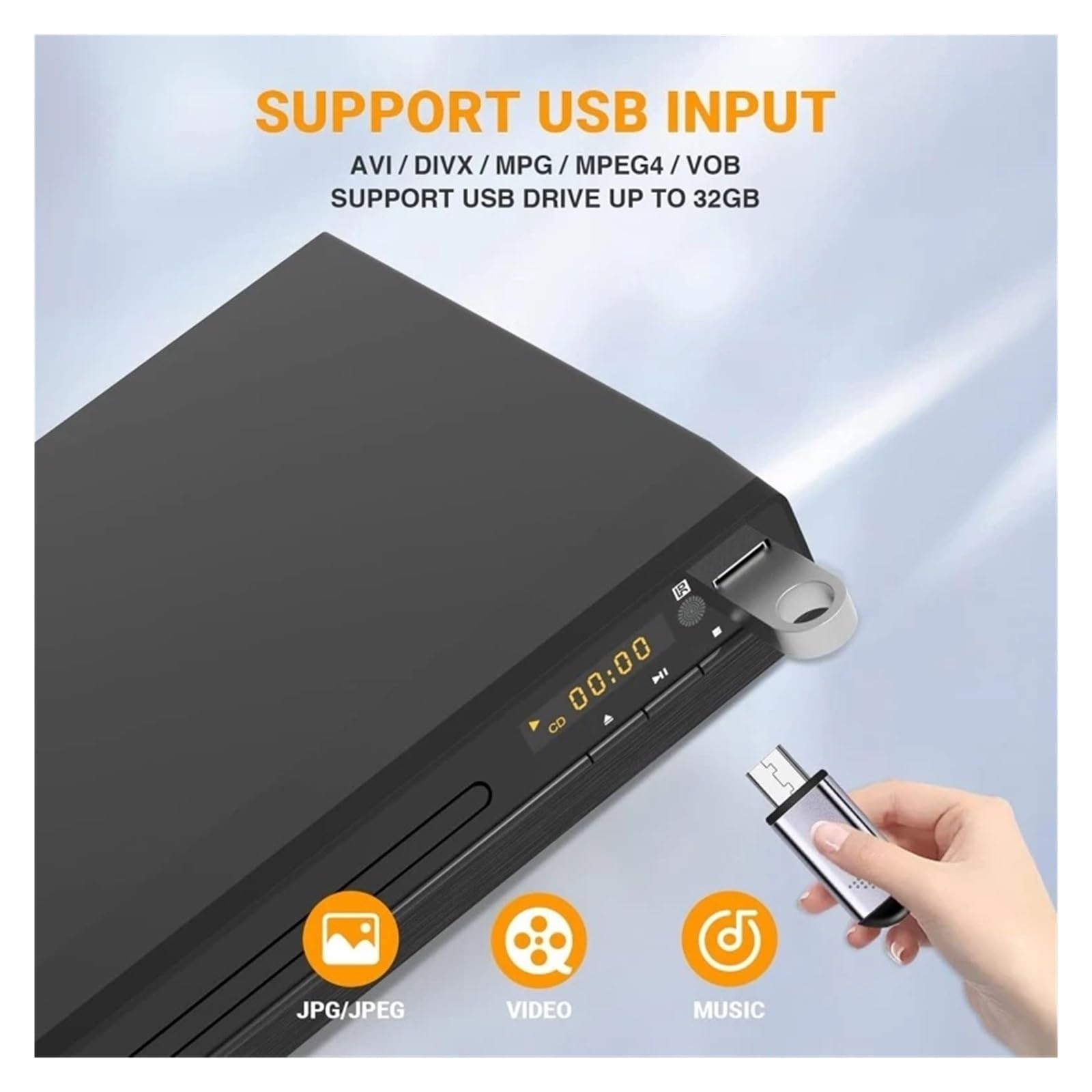 Lettore Dvd Domestico 1080P for TV Home Theater, Lettori Dvd e CD con Uscita AV for Tutte Le regioni.
