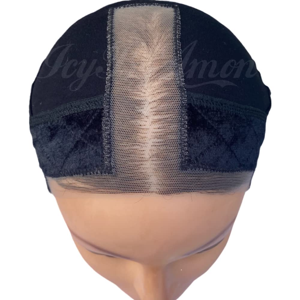 ICYBYAMON Lace Grip Cap 2-in-1 Wig Grip Cap for Lace Wigs and Frontals Reinforced Swiss Lace (Black)