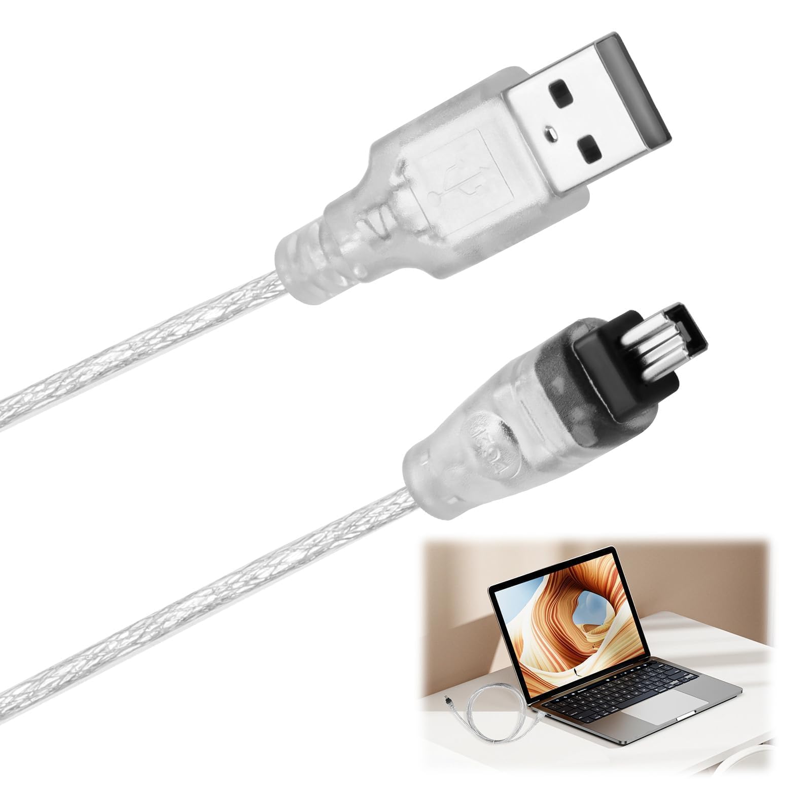 Cavo da Firewire IEEE 1394 a USB, Cavo Adattatore USB a Firewire IEEE 1394 per Sony DCR-TRV75E DV, Ca vo Firewire Mini dv Usb, Cable USB 2.0 a IE EE 1394 4 pin iLink 1.5 m
