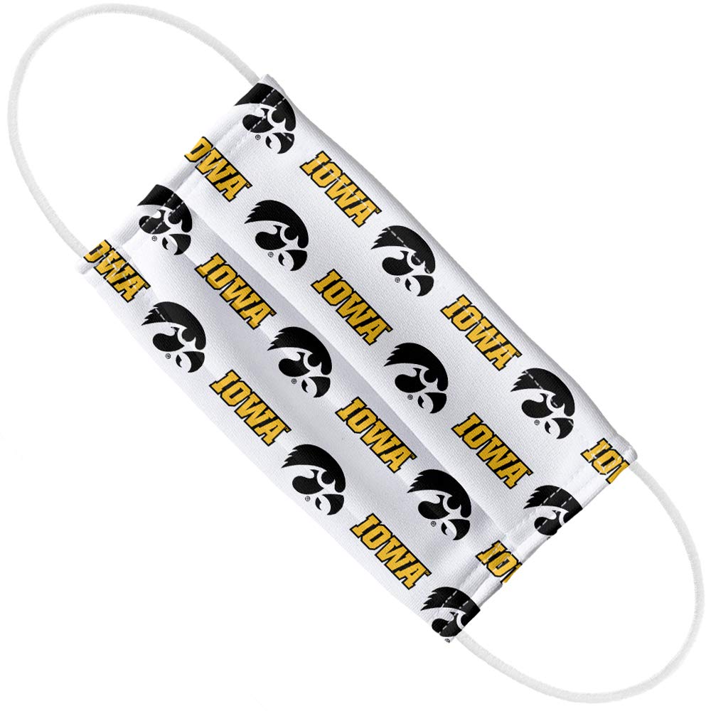 Popfunk University of Iowa Hawkeyes Logo Repeat - Iowa Away 1-Ply Reusable Face Mask Covering with Adjustable Nose Wire, Unisex