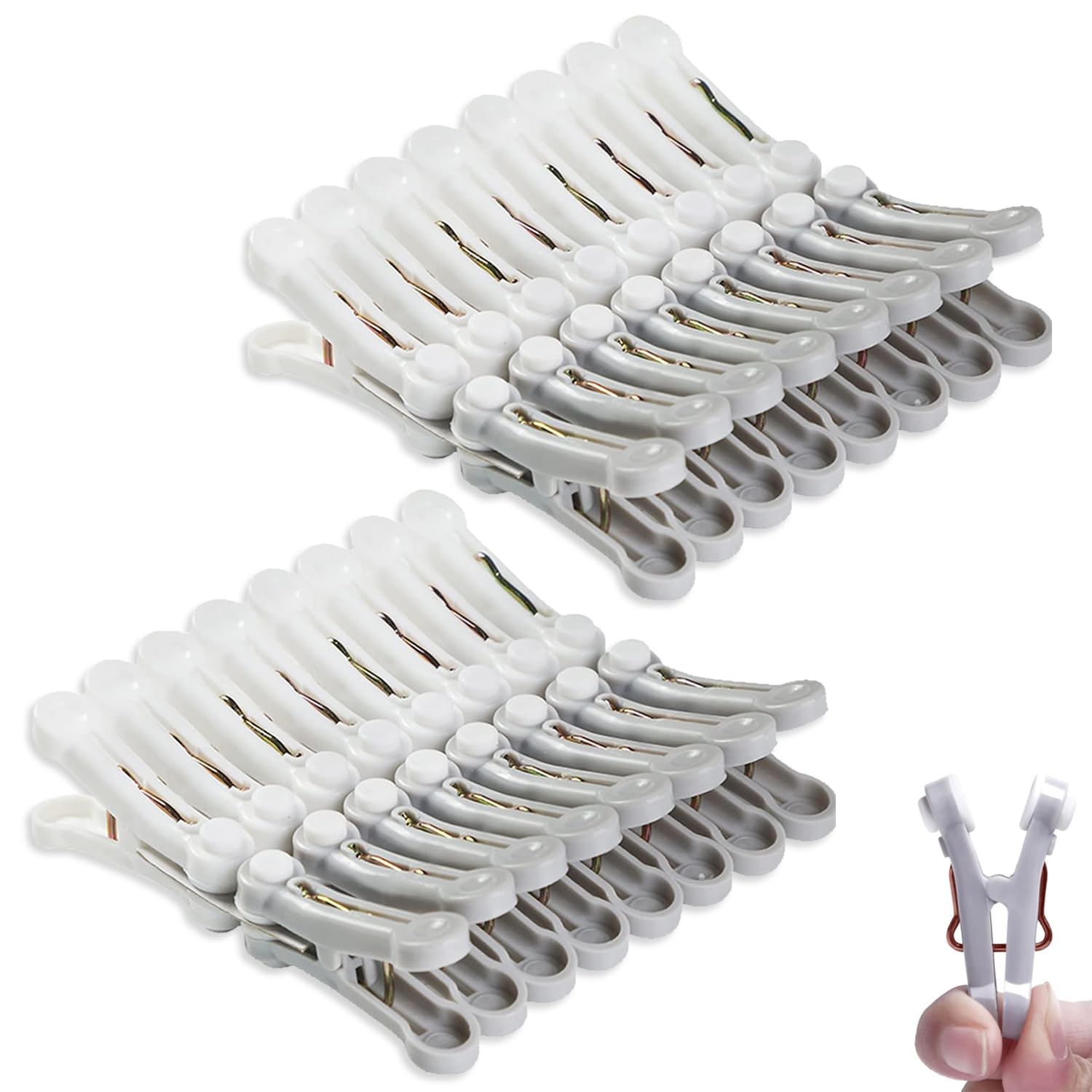 32pcs No Trace Laundry Pegs - Non Slip, Strong Rust Resistant, Soft Grip Clothes Pegs for Washing Line