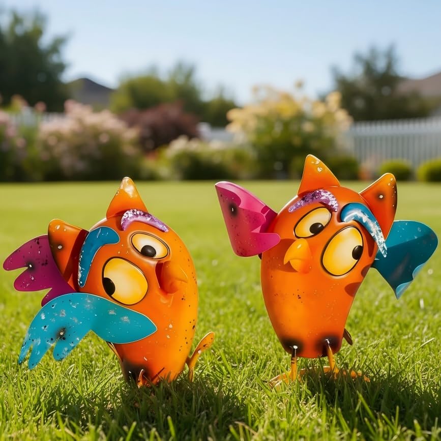 Natelf Set de 2 Estatuas de Pájaros de Metal para Jardín