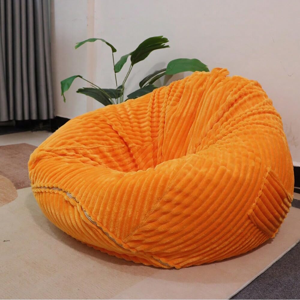 Bestenrose Cover without filler Bean Bag Cover Bean Bags Chair without Filling Stuffed Animal Storage Washable Soft Plush Sofa Cover (Orange