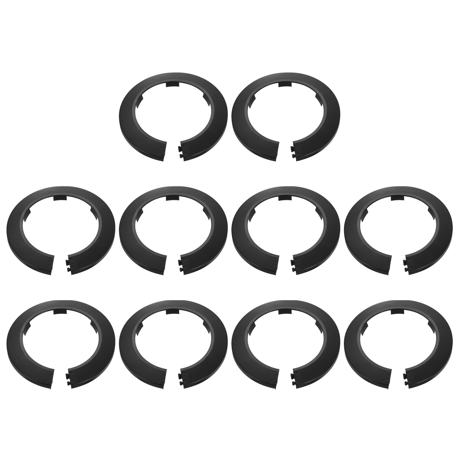 sourcing map 10pcs Flange Pipe Cover Decoration 2.95" (75mm) Plastic Clip-on Wall Hole Cover Under Sink Pipe Radiator Escutcheon Collar for Bathroom Kitchen Toilet, Black