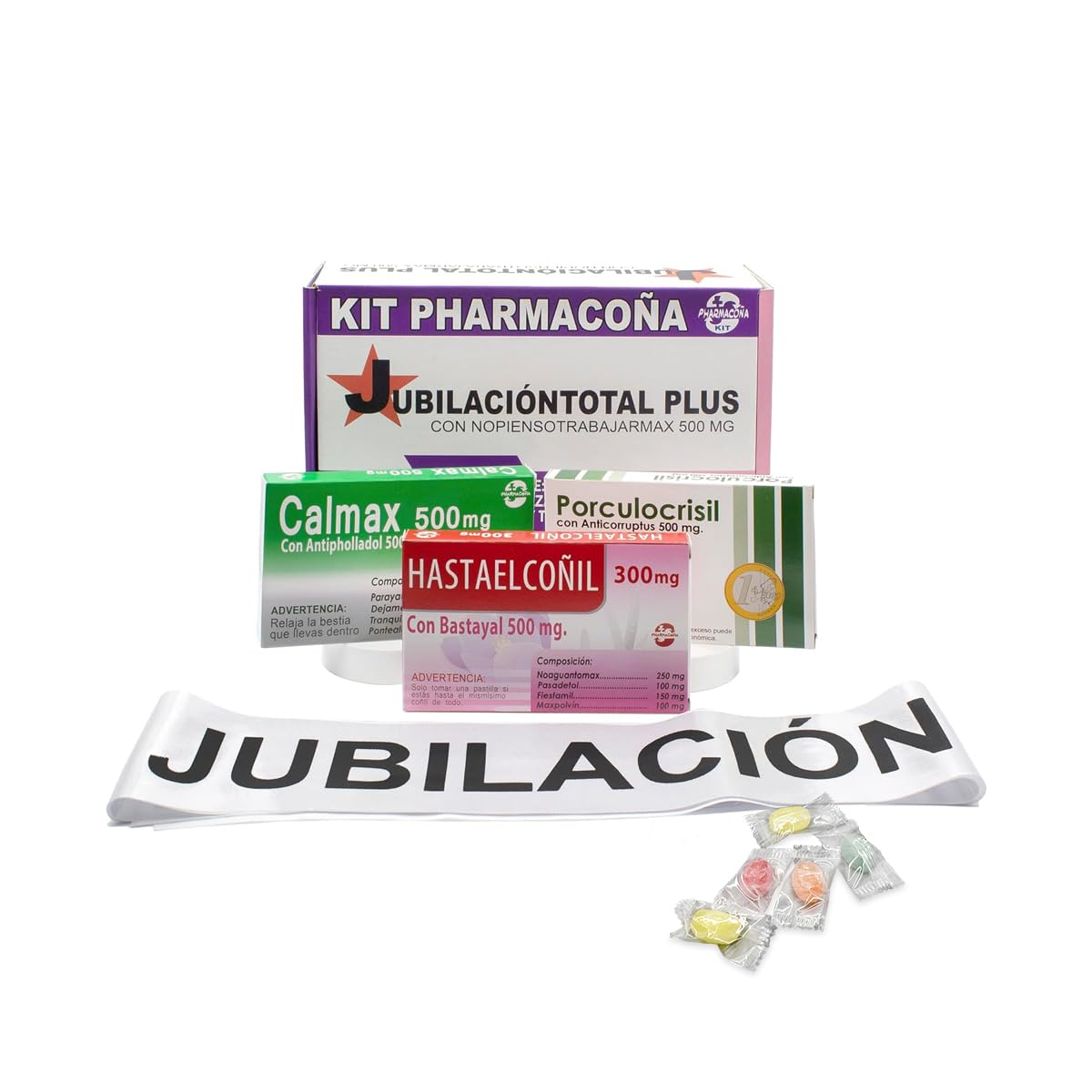 Caja Sorpresa Jubilación Regalos Originales Kit Caramelos Broma Banda 400 gr Fabricada España