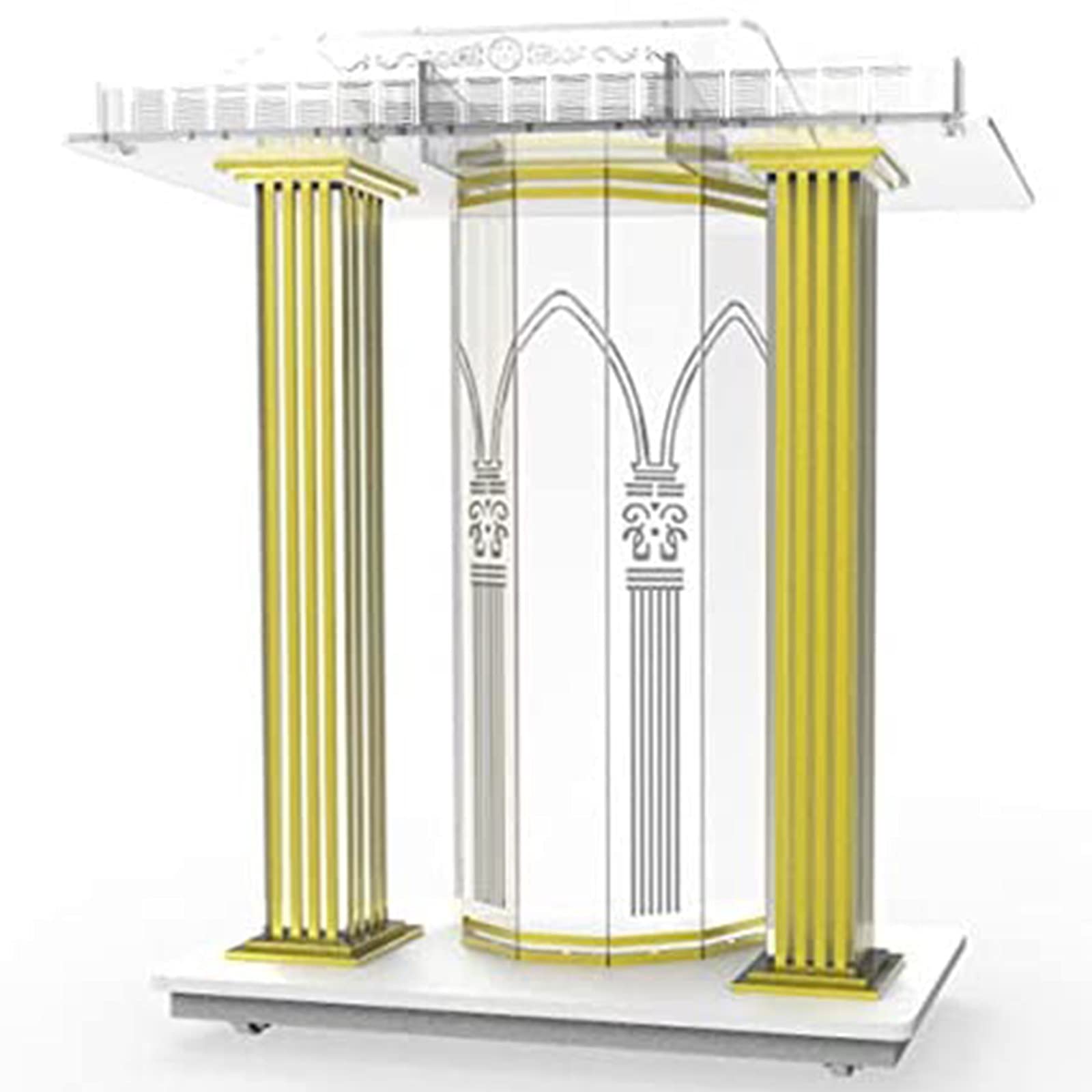 BTZHYLectern Podium Stand, Luxury Acrylic Podium, Floor-Standing Large Podium With Casters, Church Speech Podium, Used For Church School Meetings, Activities, Hotel Party Gatherings