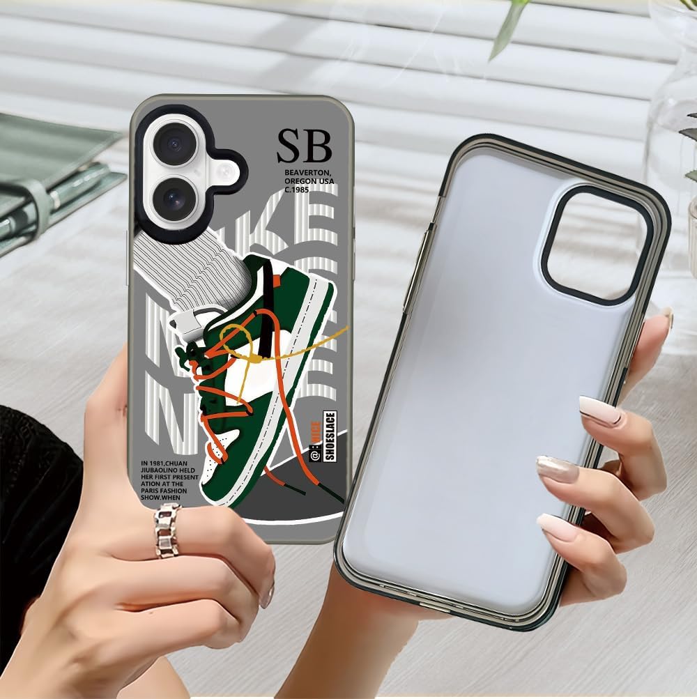 Vintage Sports Shoes Case Compatible with iPhone 16 6.3 inch, Cool Brand Funny SB Sneaker Phone Case for Boys Girls, Non-Slip Shockproof Protective Rubber Cover Grey - Image 4