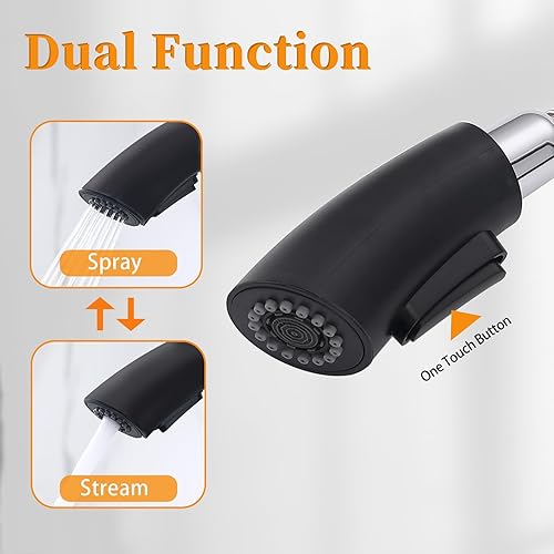 Miniatura 4 de Grifo de cocina con rociador extraíble, grifo de fregadero de cocina con boquilla de arco alto de una sola manija, grifo de cocina extraíble para el