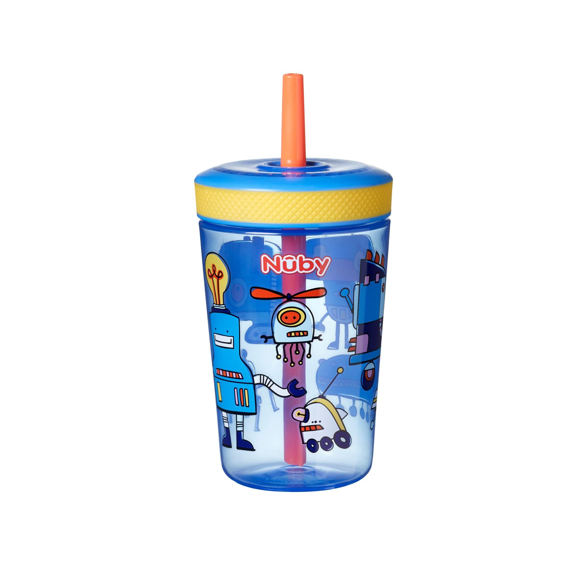 Nuby Sip It Swirler Cup - Toddler Beaker with 360° Straw, Blue/Yellow, 420ml - Image 2