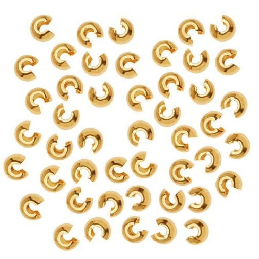 TOSSPER 144pcs Bright Gold Tone Crimp Bead Covers 4mm