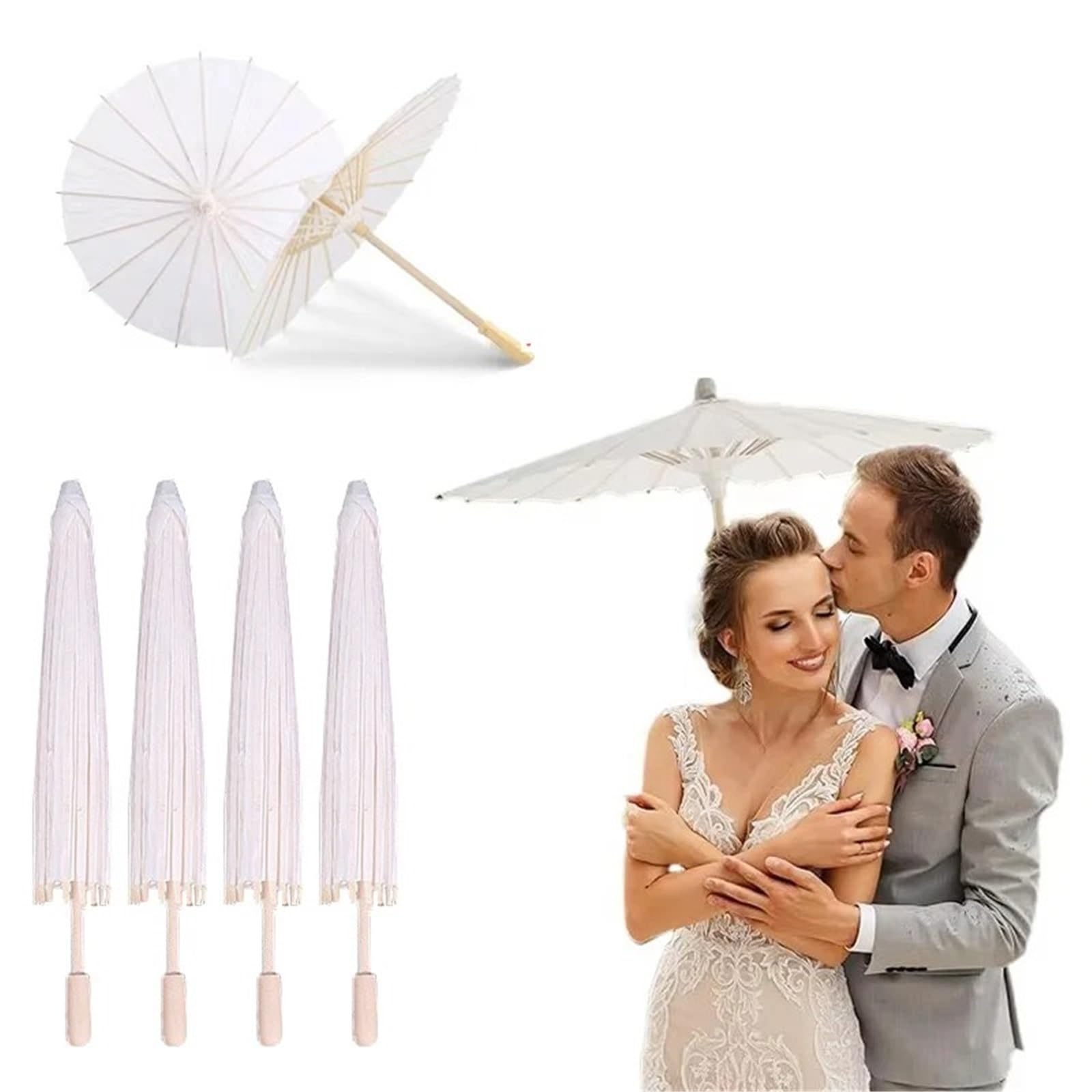 Sombrilla De Papel Sombrilla de Papel Blanco 40 cm, 1/3/5/10 Piezas, Ideal como Recuerdo Boda, bambú, Accesorio fotográfico for Playa, Verano o for Novias(40cm-3pcs)