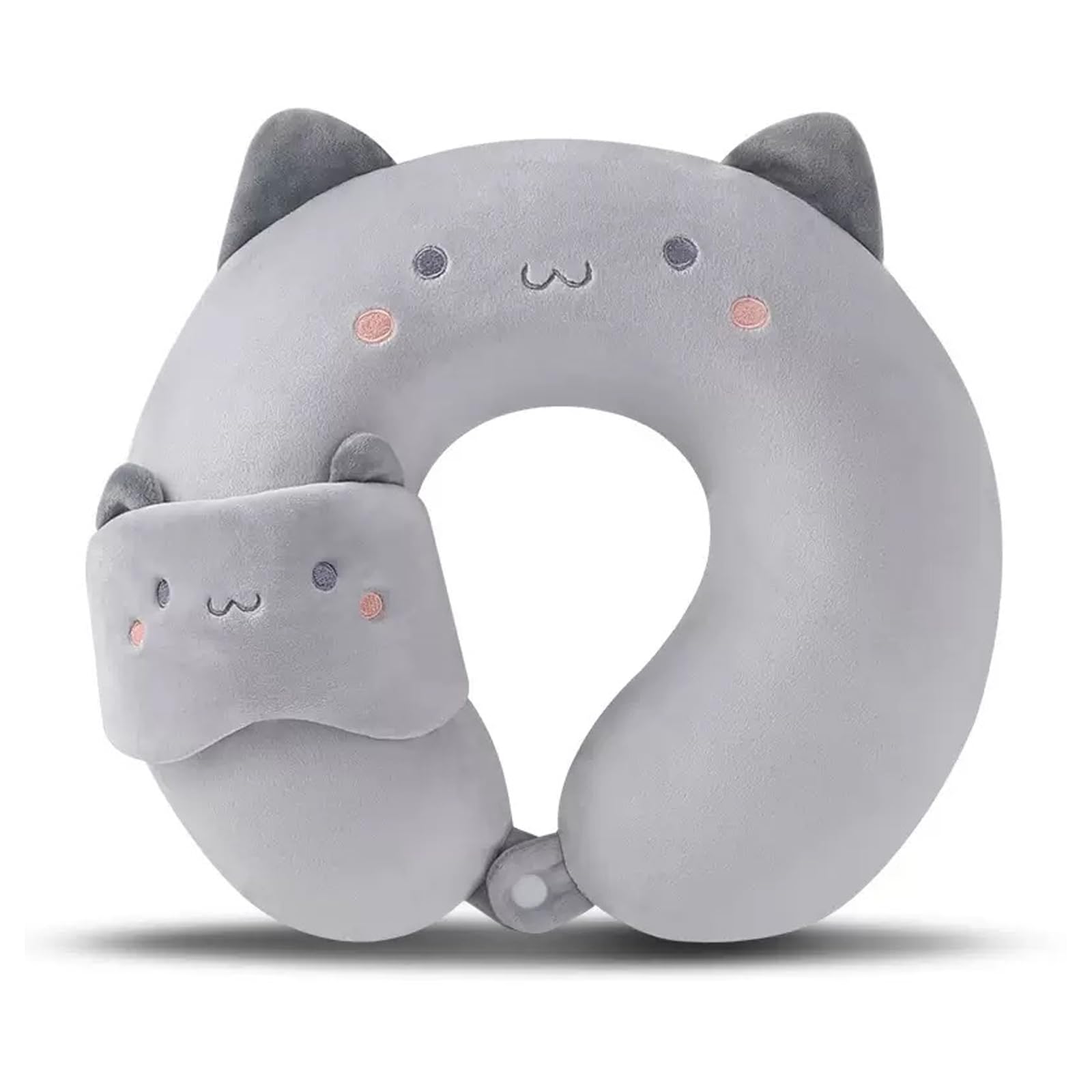 Rthynti Cute Animal Airplane pillow, Memory Foam Neck Support Pillows, Travel Pillow Kids Travel Pillow Cute Cartoon Plane Pillow for Travel Soft Memory Foam Neck Pillow(Grey Cat)