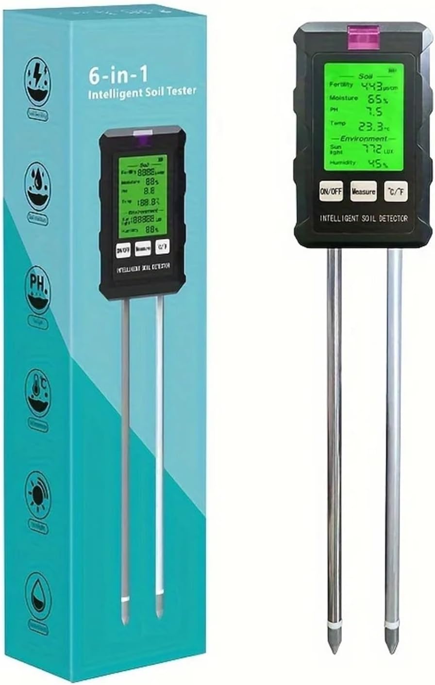 ST03 6-in-1 Soil Tester, Soil Moisture Meter, Fertile Soil Temperature, Soil PH Meter, Humidity Soil Detector, Fertilizer Detect